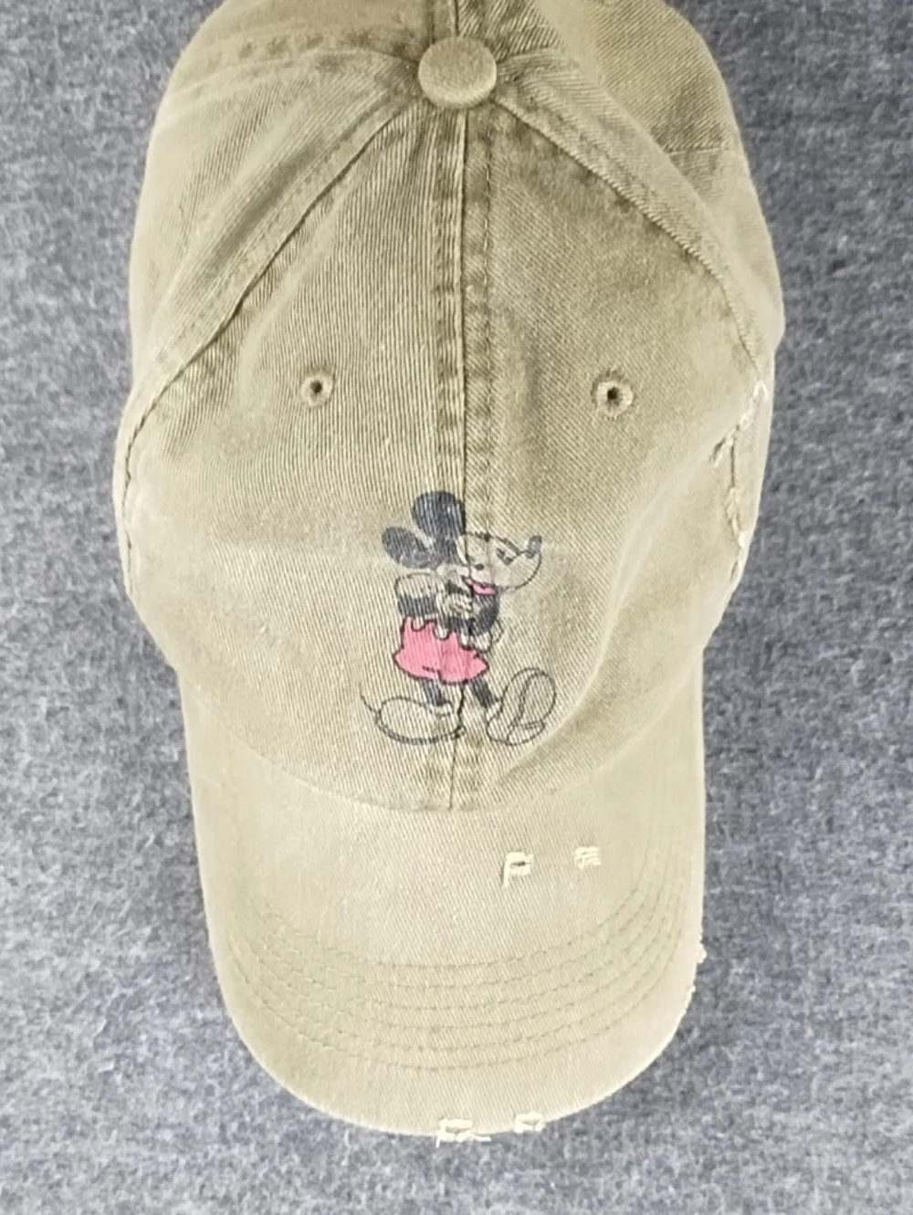 Disney Olive Green Baseball Cap with Mickey Graphic